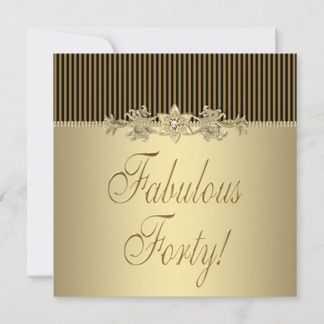 Convites Festa de 40 Anos da Mulher Elegante Ouro Preto (Frente)