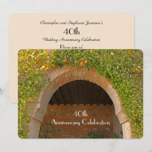 Convites Festa de 40 anos de Casamento Arco Rústico Laranja