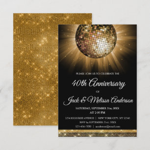 Convites Festa de 40 Anos de Casamento Bola de Discoteca Do