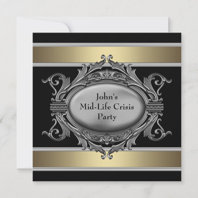 Convites Festa de 40 Anos do Homem Crise de Meia-Idade (Frente)