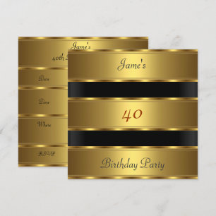 Convites Festa de 40 anos do homem Dourado Preto