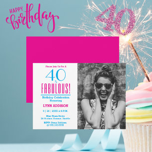 Convites Festa de 40 anos e fabuloso com foto