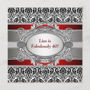 Convites Festa de 40 Anos Fabulosa em Damasco Preto
