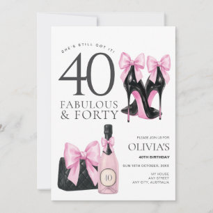 Convites Festa de 40 Anos para Mulheres, Fabulosa e Quarent