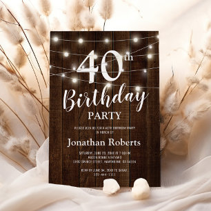 Convites Festa de 40 Anos Rustic Country Idade Personaliz