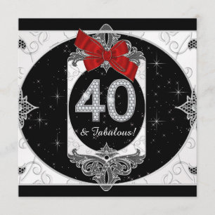 Convites Festa de 40 Anos Vermelha e Preta para Mulher