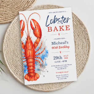 Convites Festa de 40 anos Watercolor Lobster Bake