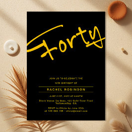 Convites Festa de 44 aniversário de 40 anos, Adultos Dourad