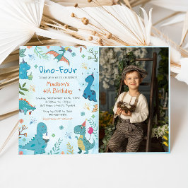 Convites Festa de 4. º aniversário do Dinossaur Dino