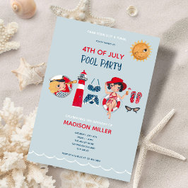 Convites Festa de 4 de julho de piscina