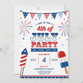 Convites Festa de 4 de Julho Dia da Independência Patriótic