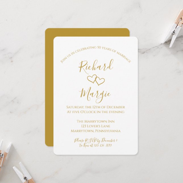 Convites Festa de 50ª Festa de Aniversário de Casamento Des (Frente/Verso In Situ)