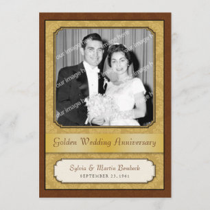 Convites Festa de 50º Aniversário Damask Golden