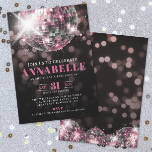 Convites Festa de 50º Aniversário de Black Pink Adult