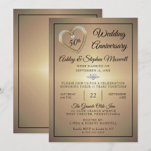 Convites Festa de 50º Aniversário de Casamento Heart Diamon