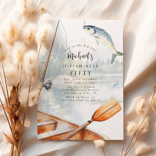 Convites Festa de 50 Anos com Tema de Pesca O-Fish-ialmente
