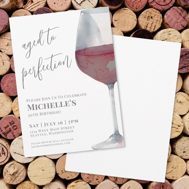Convites Festa de 50 Anos da Wine Simple Fifty (Wine Simple Ffity 50th Birthday Party Invitation)