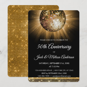 Convites Festa de 50 Anos de Casamento Bola de Discoteca Do
