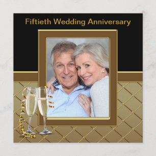 Convites Festa de 50 anos de Foto do Champagne Dourado