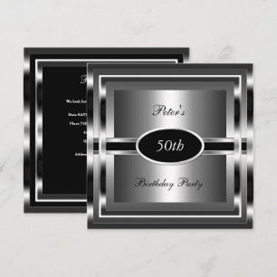 Convites Festa de 50 anos do homem Preto  Prata