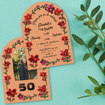 Festa de 50 anos Laranja Fantasia Desenho Flor