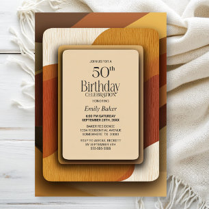 Convites Festa de 50 Anos Listrada com Tons Terrosos