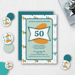 Convites Festa de 50 Anos Retro Meados do Século Qualquer I