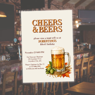 Convites Festa de 50 anos Rustic Men's Cheers and Beers