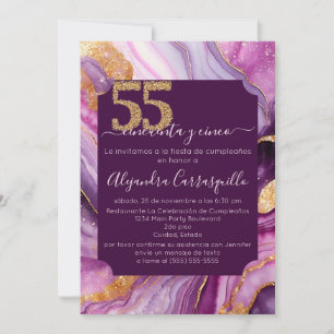 Convites Festa de 55 anos do Ágata Sofisticado Espanhol