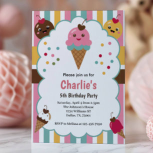 Convites Festa de 5 Anos da Cute Girls Ice Cream