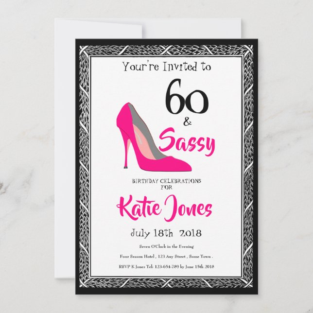 Convites Festa de 60 anos 60 e Sassy (Frente)