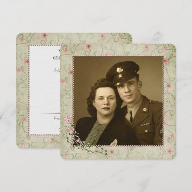 Convites Festa de 60 anos com foto I (Frente/Verso)