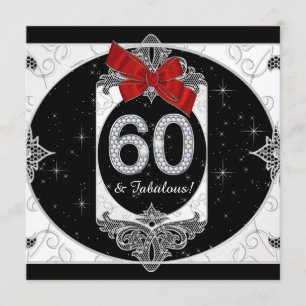 Convites Festa de 60 anos da mulher em vermelho e preto