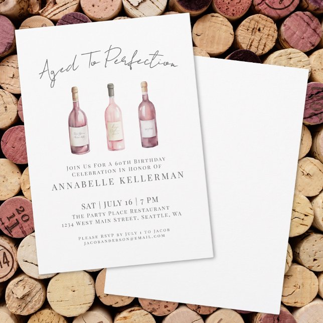 Convites Festa de 60 Anos da Wine Simple Sixty (Wine Simple Sixty 60th Birthday Party Invitation)
