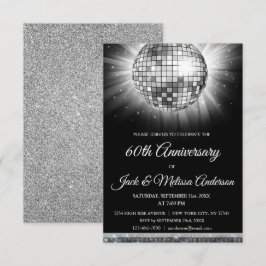 Convites Festa de 60 Anos de Casamento Bola de Discoteca Pr