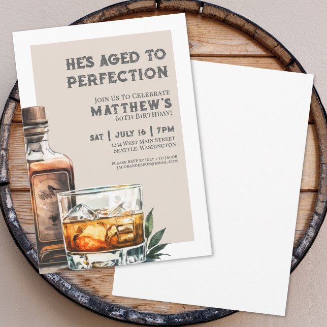 Convites Festa de 60 Anos do Whiskey Men's (Whiskey Men's 60th Birthday Party Invitation)