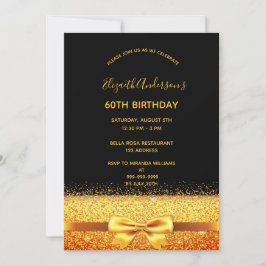 Convites Festa de 60 anos dourado preto brilho