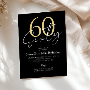 Convites Festa de 60 anos dourado preto moderno sessenta
