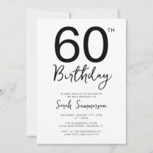 Festa de 60 Anos Minimalista Preta e Branca em Let