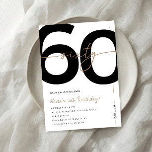 Convites Festa de 60 Anos Modernista Minimalista em Branco 