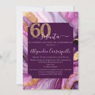Convites Festa de 60 Anos Rosa Moderno em Ágata Espanhola