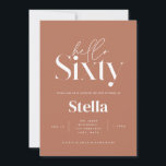 Convites Festa de 60 anos, simples e moderna<br><div class="desc">Mínimo moderno de tipografia: simples foto-terracotta e 60º convite de aniversário. Parte de uma coleção contemporânea.</div>