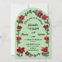 Festa de 60 Anos Verde Doodle Caprichoso Flores