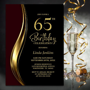 Convites Festa de 65 Anos da Black Gold Burgundy