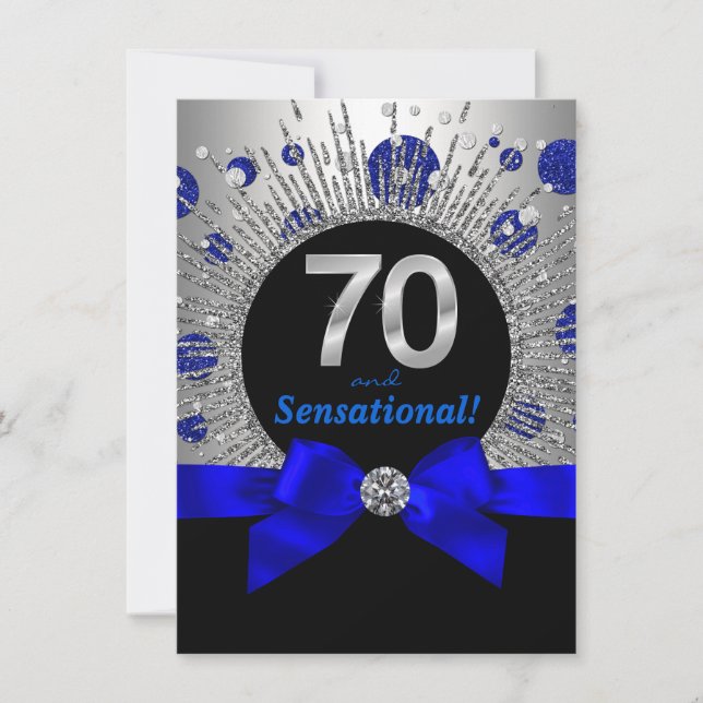 Convites Festa de 70 anos da Mulher Azul Real e Prata (Frente)