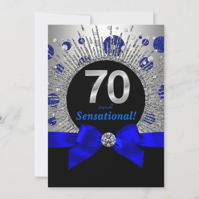 Convites Festa de 70 anos da Mulher Azul Real e Prata (Frente)