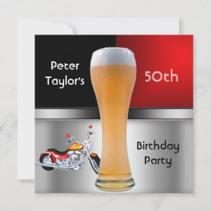 Convites Festa de 70 anos do homem cerveja vermelha moto