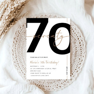 Convites Festa de 70 Anos Moderna Minimalista em Branco e D
