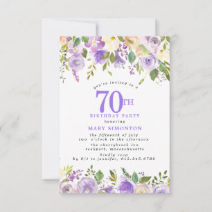 Convites Festa de 70 anos PETITE Floral de Rosa Roxa