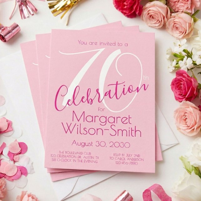 Convites Festa de 70 Anos Rosa Celebração 70 (Criador carregado)